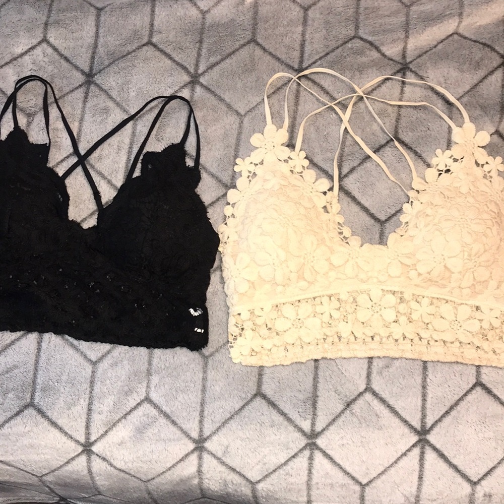 Two bralette cream and black